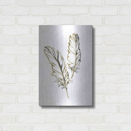Luxe Metal Art 'Gilded Barn Owl Feather' by Chris Paschke, Metal Wall Art,16x24