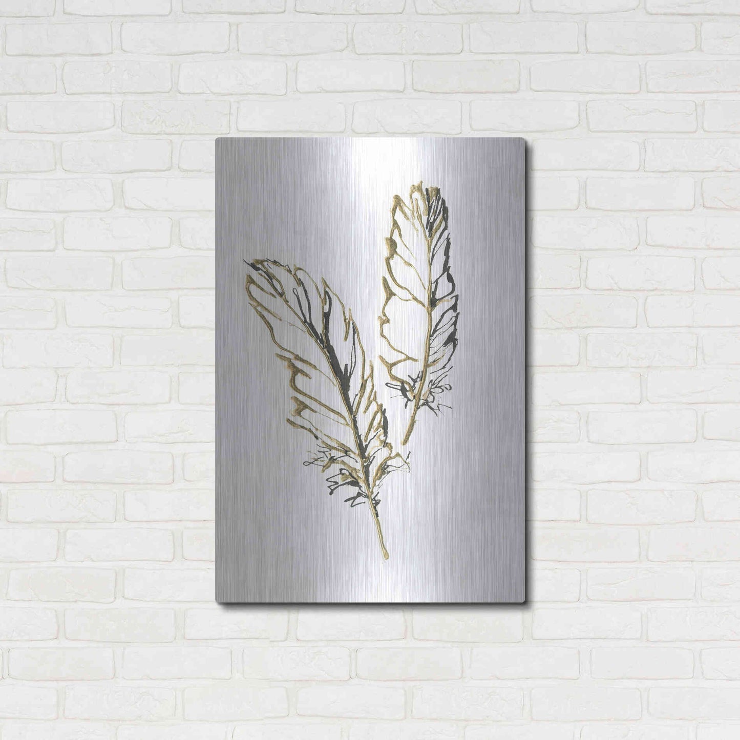Luxe Metal Art 'Gilded Barn Owl Feather' by Chris Paschke, Metal Wall Art,24x36