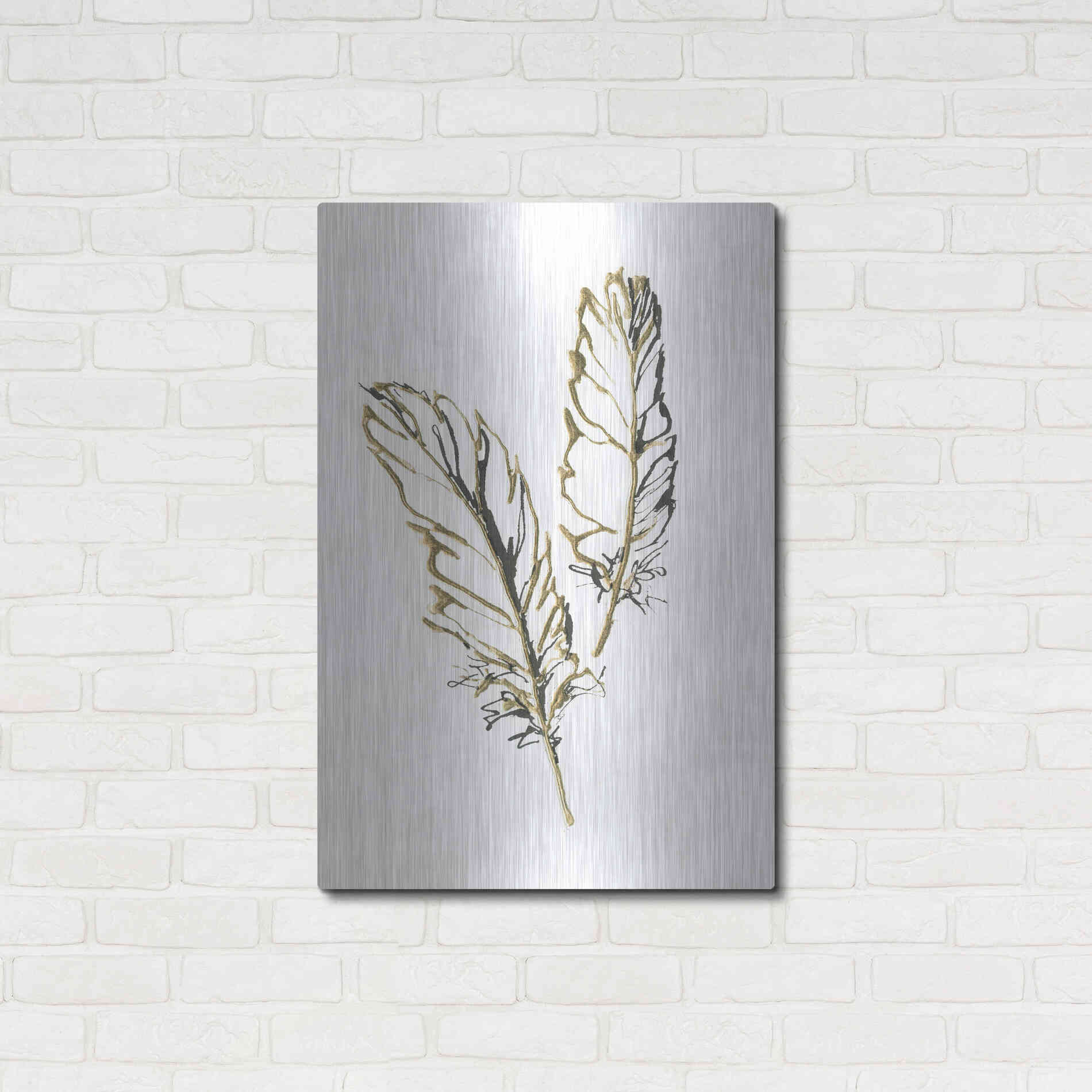 Luxe Metal Art 'Gilded Barn Owl Feather' by Chris Paschke, Metal Wall Art,24x36
