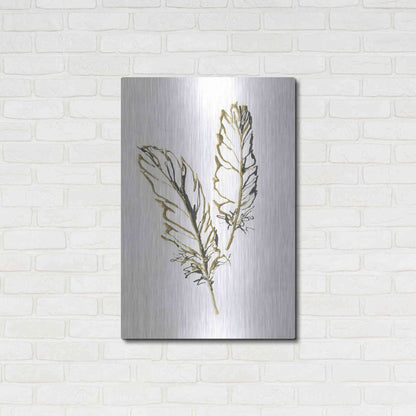 Luxe Metal Art 'Gilded Barn Owl Feather' by Chris Paschke, Metal Wall Art,24x36