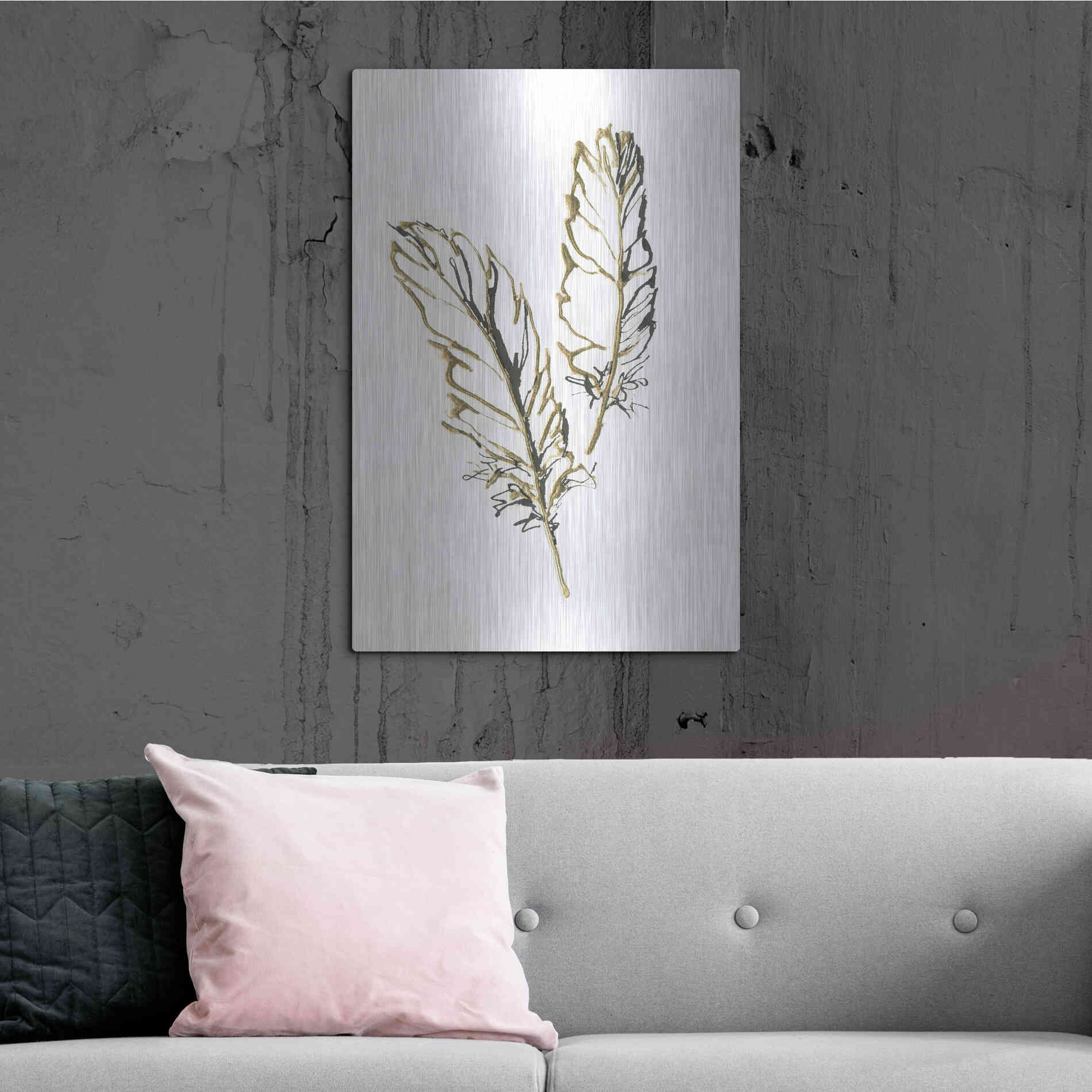 Luxe Metal Art 'Gilded Barn Owl Feather' by Chris Paschke, Metal Wall Art,24x36