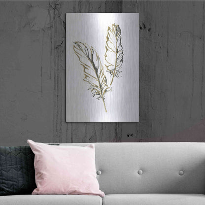 Luxe Metal Art 'Gilded Barn Owl Feather' by Chris Paschke, Metal Wall Art,24x36