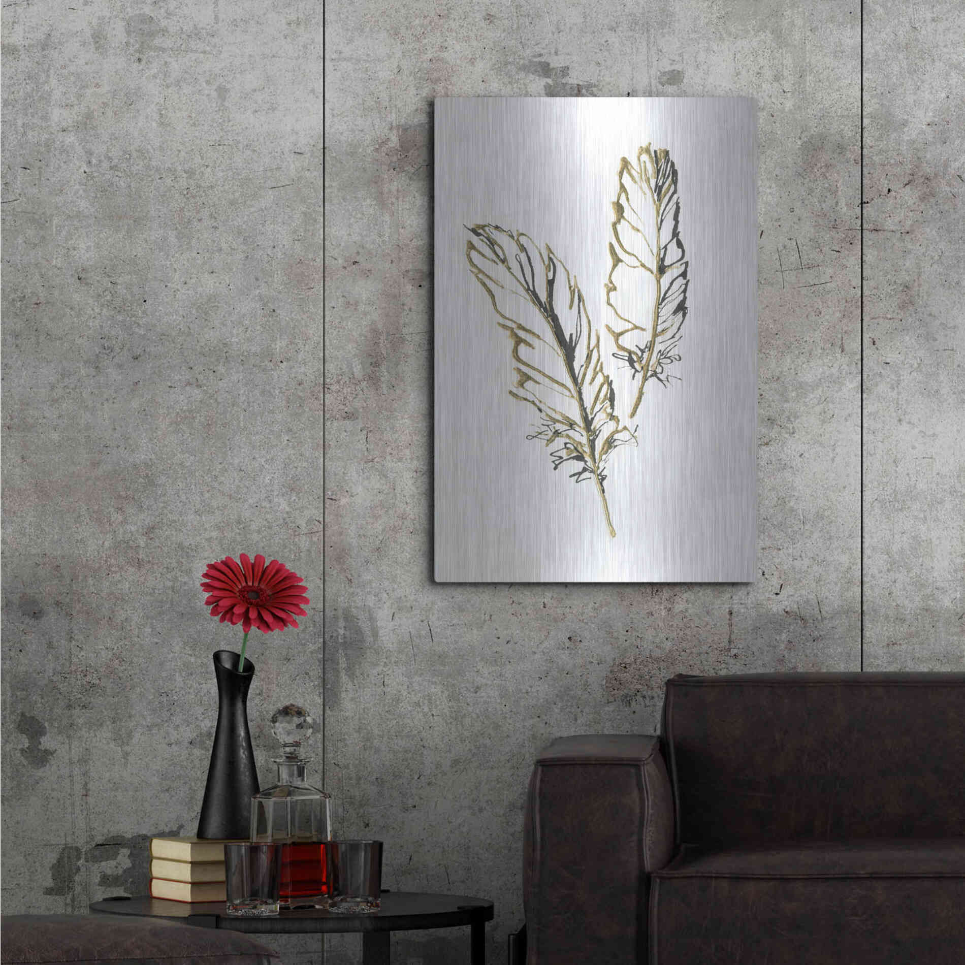Luxe Metal Art 'Gilded Barn Owl Feather' by Chris Paschke, Metal Wall Art,24x36