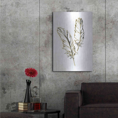 Luxe Metal Art 'Gilded Barn Owl Feather' by Chris Paschke, Metal Wall Art,24x36