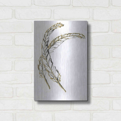 Luxe Metal Art 'Gilded Hackles Feather' by Chris Paschke, Metal Wall Art,12x16