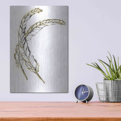 Luxe Metal Art 'Gilded Hackles Feather' by Chris Paschke, Metal Wall Art,12x16