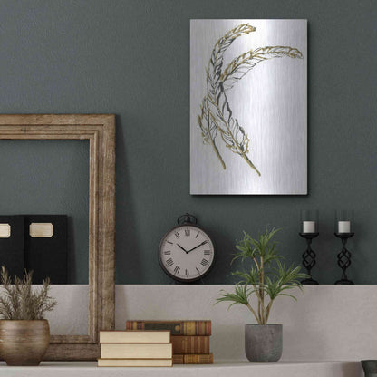 Luxe Metal Art 'Gilded Hackles Feather' by Chris Paschke, Metal Wall Art,12x16
