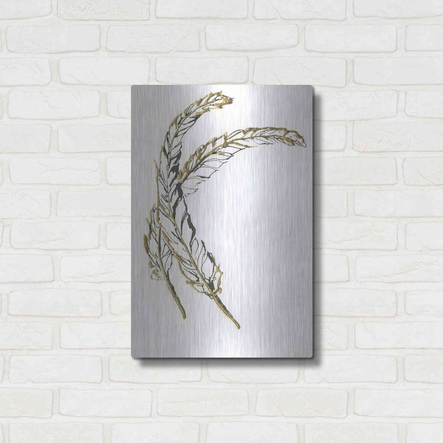 Luxe Metal Art 'Gilded Hackles Feather' by Chris Paschke, Metal Wall Art,16x24
