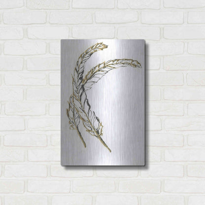 Luxe Metal Art 'Gilded Hackles Feather' by Chris Paschke, Metal Wall Art,16x24