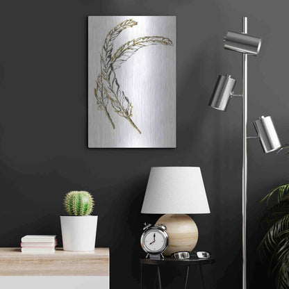 Luxe Metal Art 'Gilded Hackles Feather' by Chris Paschke, Metal Wall Art,16x24