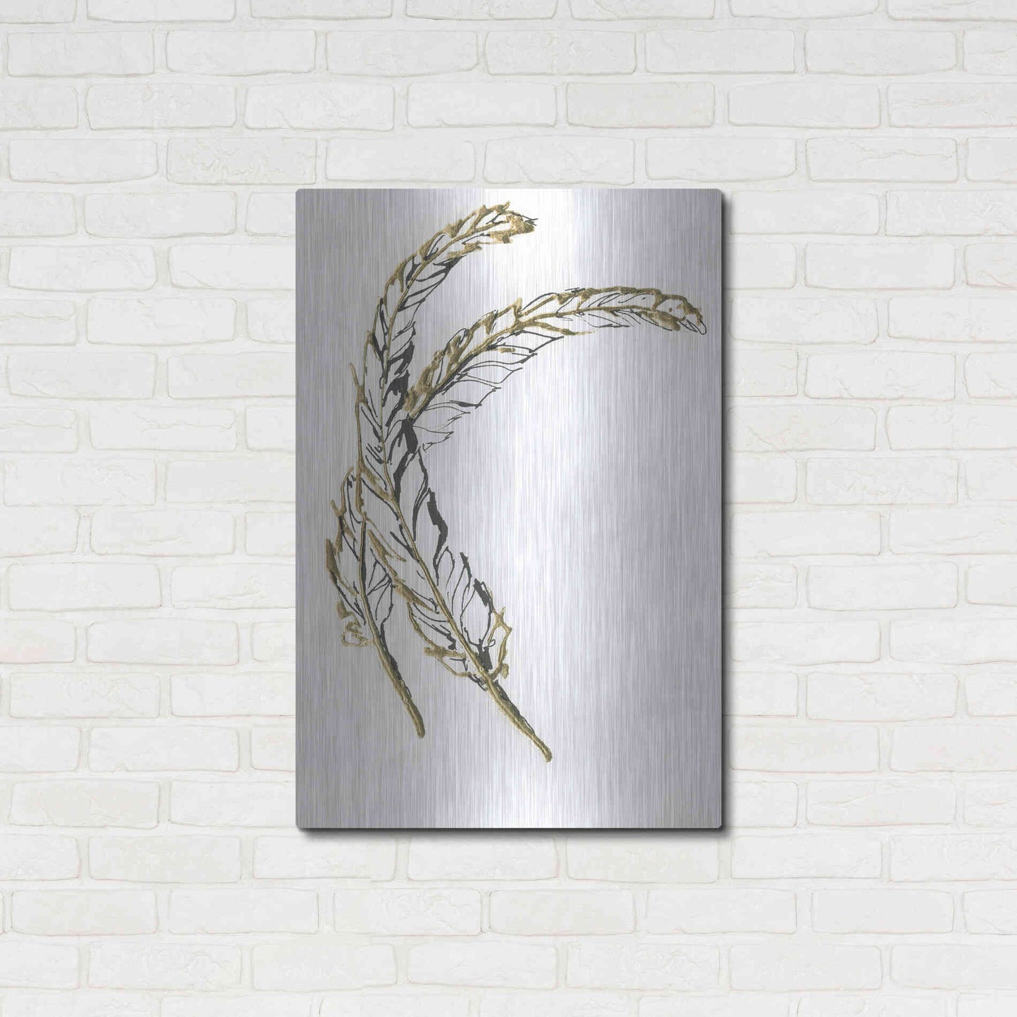 Luxe Metal Art 'Gilded Hackles Feather' by Chris Paschke, Metal Wall Art,24x36