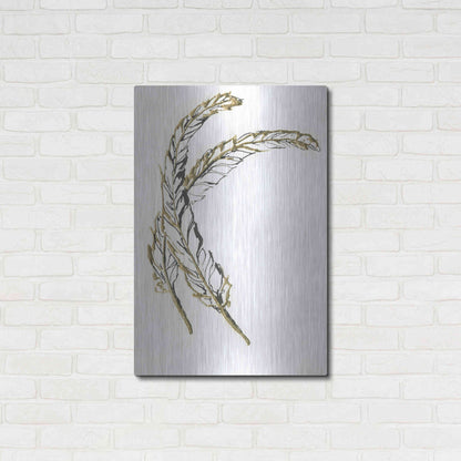 Luxe Metal Art 'Gilded Hackles Feather' by Chris Paschke, Metal Wall Art,24x36