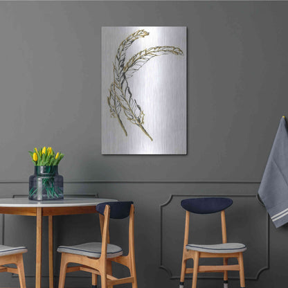 Luxe Metal Art 'Gilded Hackles Feather' by Chris Paschke, Metal Wall Art,24x36