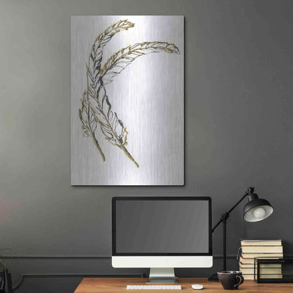Luxe Metal Art 'Gilded Hackles Feather' by Chris Paschke, Metal Wall Art,24x36
