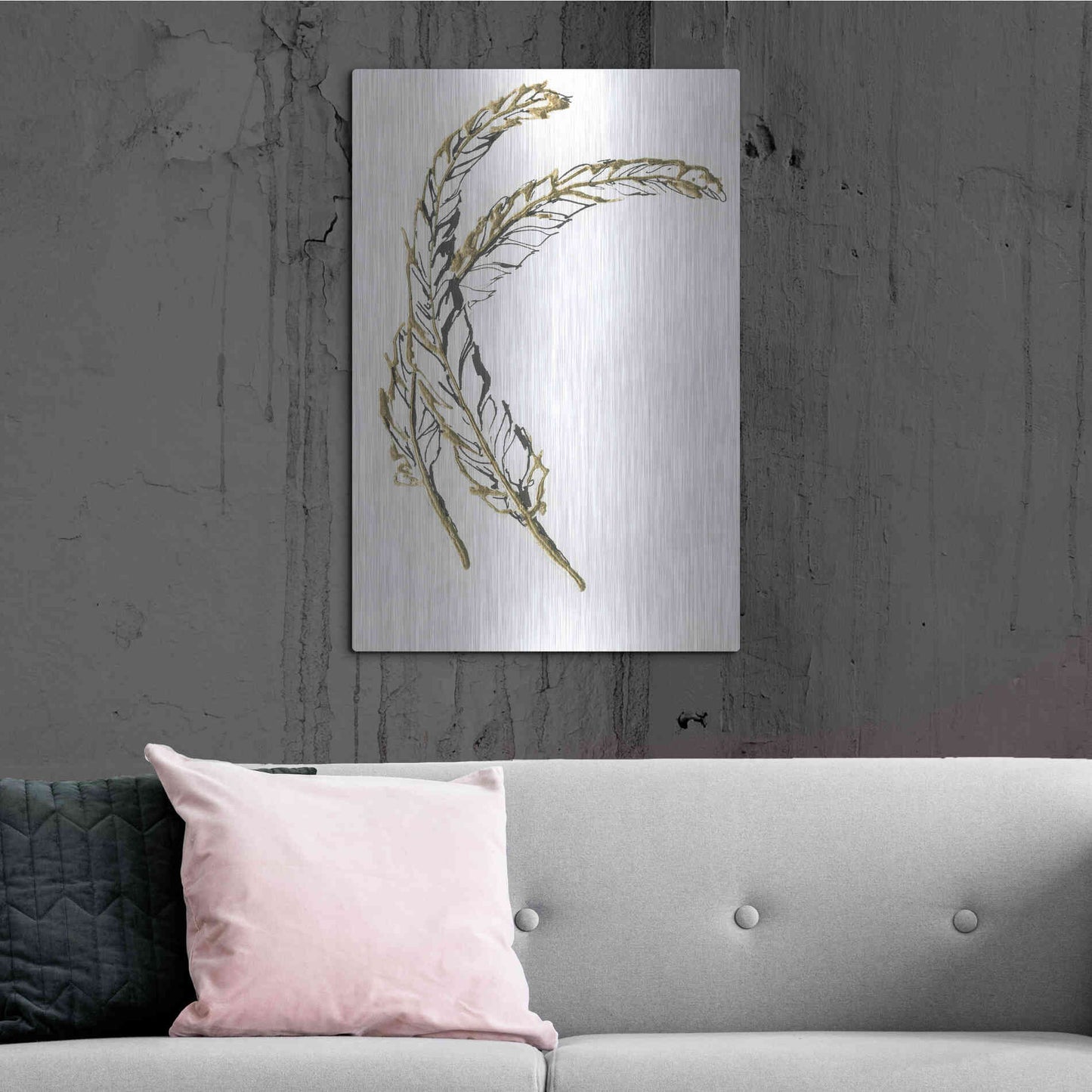 Luxe Metal Art 'Gilded Hackles Feather' by Chris Paschke, Metal Wall Art,24x36