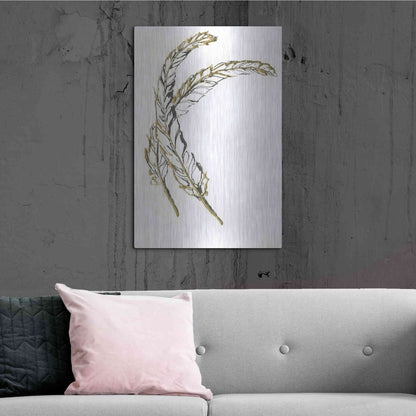 Luxe Metal Art 'Gilded Hackles Feather' by Chris Paschke, Metal Wall Art,24x36