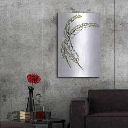 Luxe Metal Art 'Gilded Hackles Feather' by Chris Paschke, Metal Wall Art,24x36