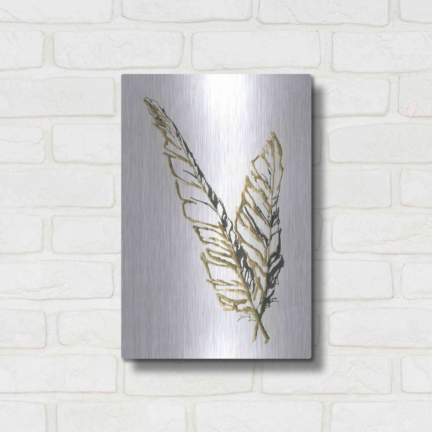 Luxe Metal Art 'Gilded Raven Feather' by Chris Paschke, Metal Wall Art,12x16