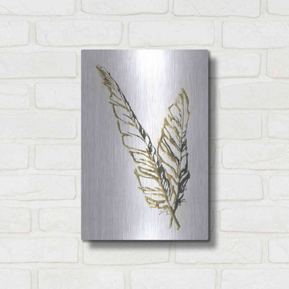 Luxe Metal Art 'Gilded Raven Feather' by Chris Paschke, Metal Wall Art,12x16