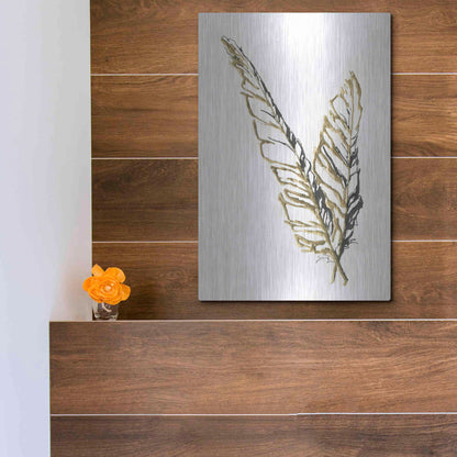 Luxe Metal Art 'Gilded Raven Feather' by Chris Paschke, Metal Wall Art,12x16