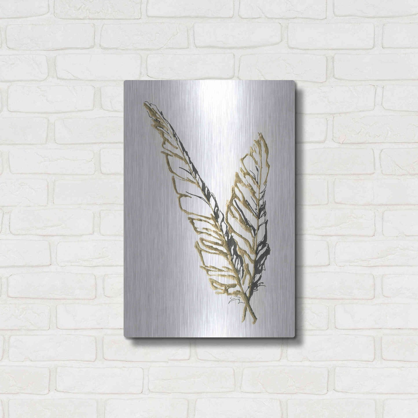 Luxe Metal Art 'Gilded Raven Feather' by Chris Paschke, Metal Wall Art,16x24