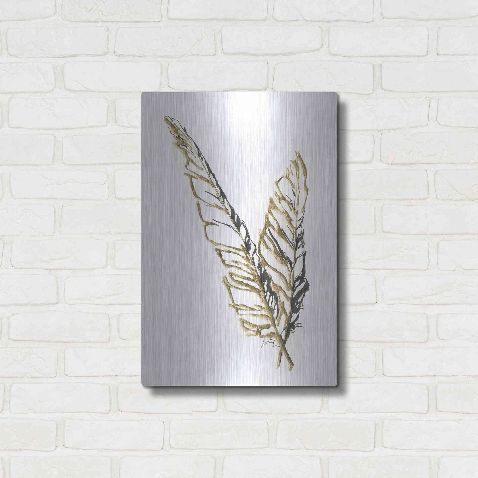 Luxe Metal Art 'Gilded Raven Feather' by Chris Paschke, Metal Wall Art,16x24