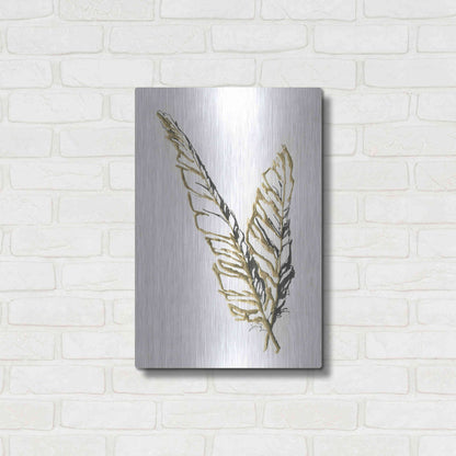 Luxe Metal Art 'Gilded Raven Feather' by Chris Paschke, Metal Wall Art,16x24