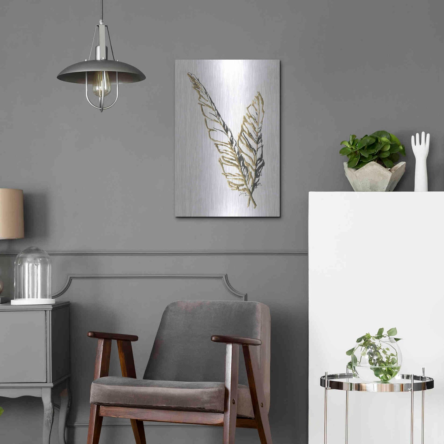 Luxe Metal Art 'Gilded Raven Feather' by Chris Paschke, Metal Wall Art,16x24