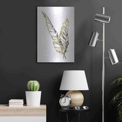 Luxe Metal Art 'Gilded Raven Feather' by Chris Paschke, Metal Wall Art,16x24