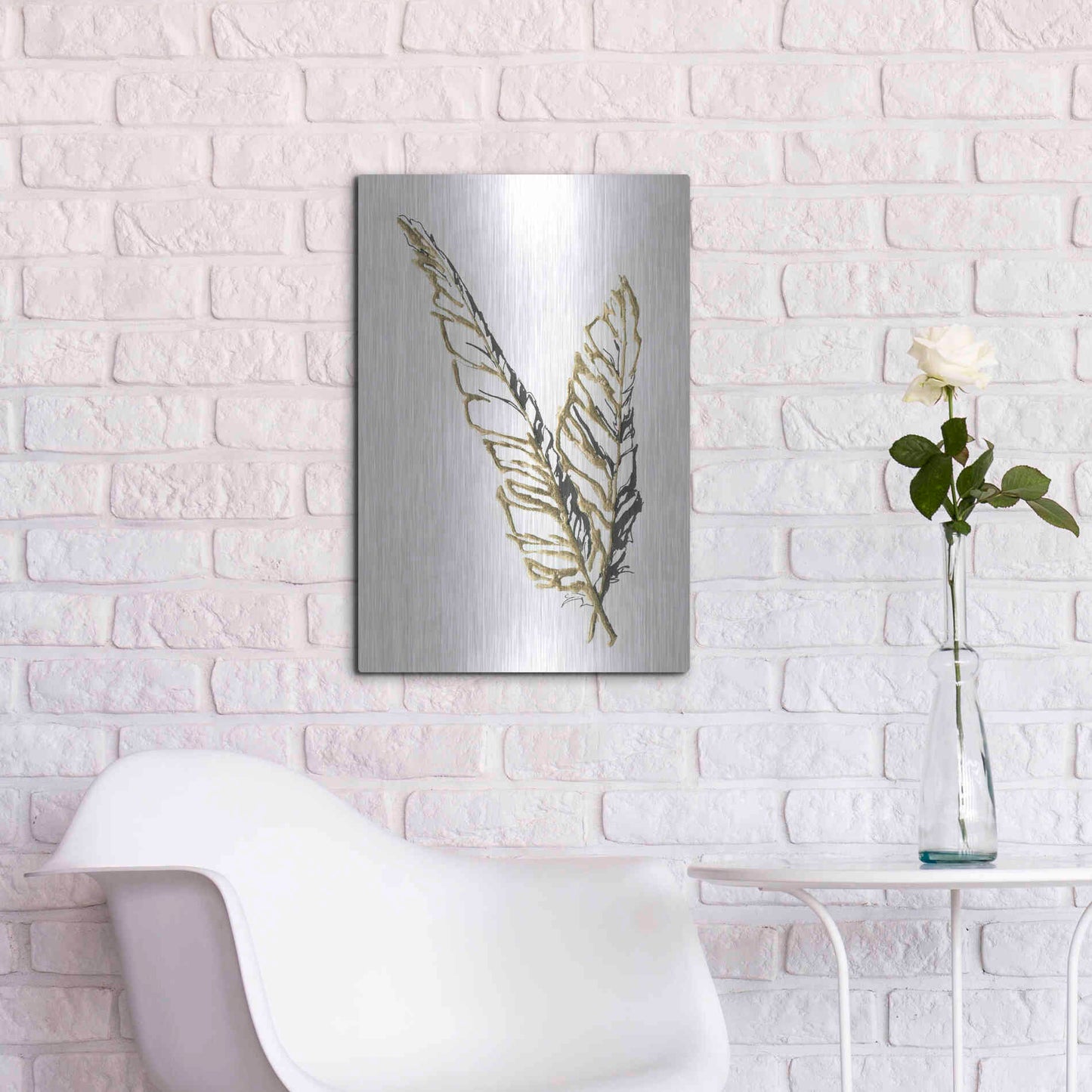 Luxe Metal Art 'Gilded Raven Feather' by Chris Paschke, Metal Wall Art,16x24