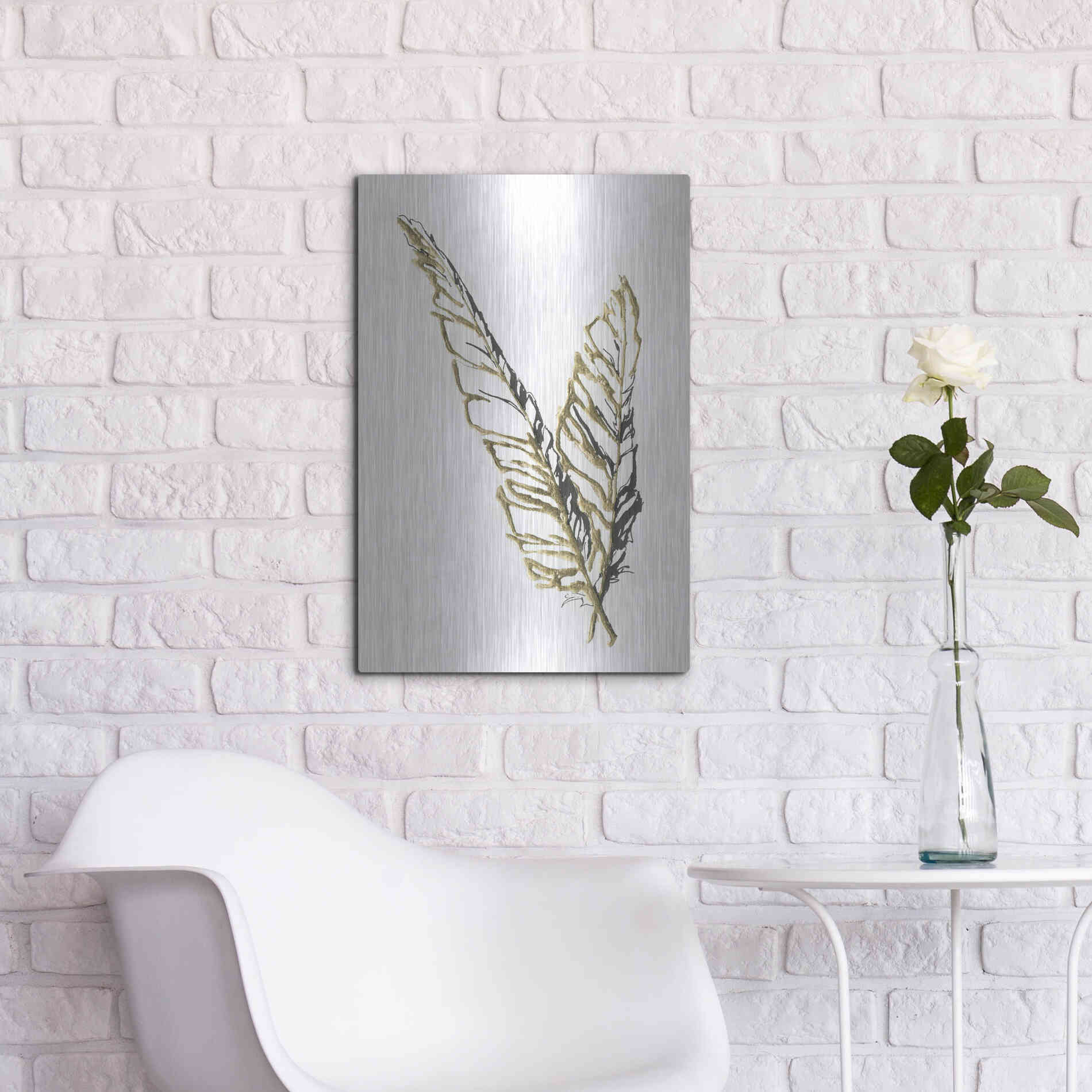 Luxe Metal Art 'Gilded Raven Feather' by Chris Paschke, Metal Wall Art,16x24