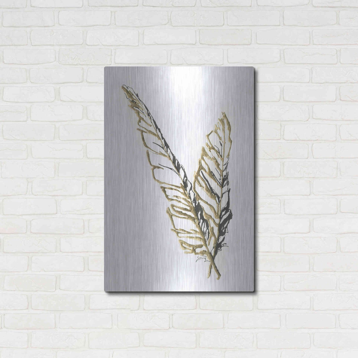 Luxe Metal Art 'Gilded Raven Feather' by Chris Paschke, Metal Wall Art,24x36