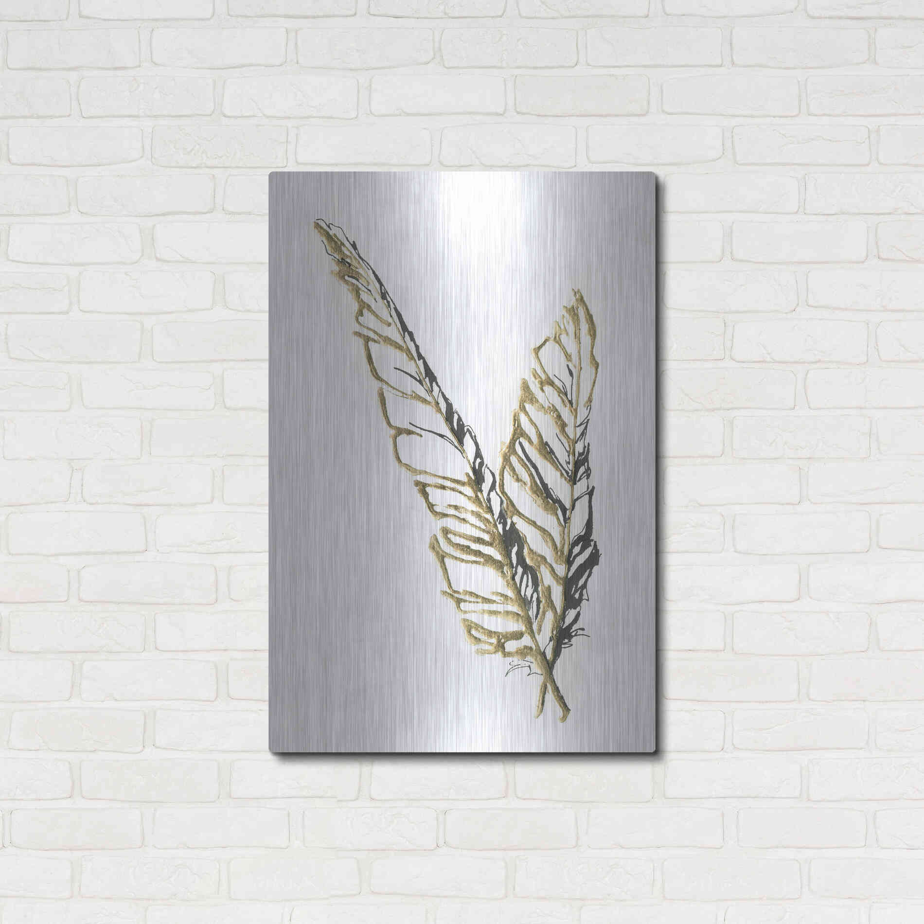 Luxe Metal Art 'Gilded Raven Feather' by Chris Paschke, Metal Wall Art,24x36