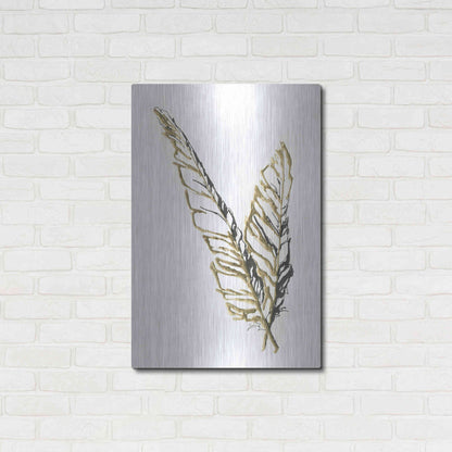 Luxe Metal Art 'Gilded Raven Feather' by Chris Paschke, Metal Wall Art,24x36