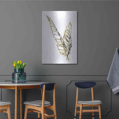 Luxe Metal Art 'Gilded Raven Feather' by Chris Paschke, Metal Wall Art,24x36