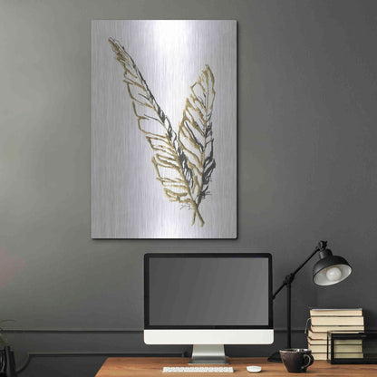 Luxe Metal Art 'Gilded Raven Feather' by Chris Paschke, Metal Wall Art,24x36