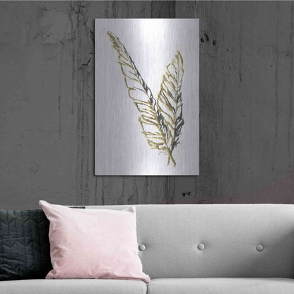Luxe Metal Art 'Gilded Raven Feather' by Chris Paschke, Metal Wall Art,24x36