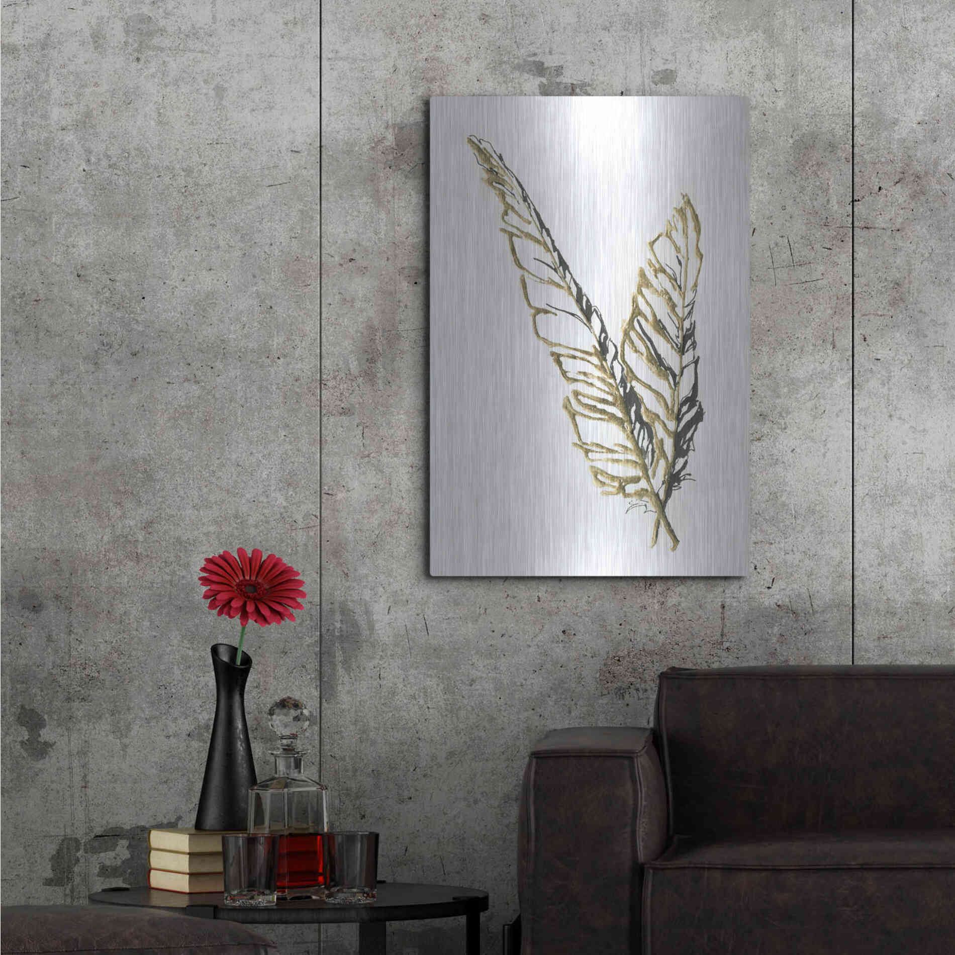 Luxe Metal Art 'Gilded Raven Feather' by Chris Paschke, Metal Wall Art,24x36