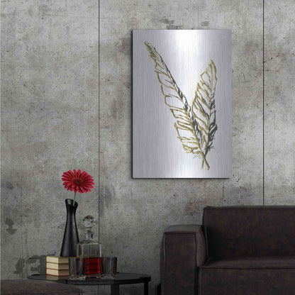 Luxe Metal Art 'Gilded Raven Feather' by Chris Paschke, Metal Wall Art,24x36