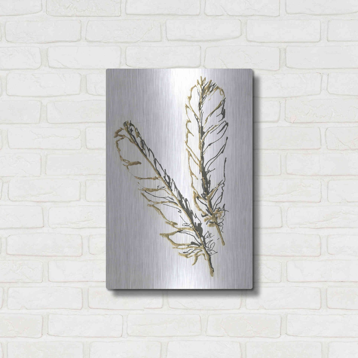 Luxe Metal Art 'Gilded Red Tailed Hawk Feather' by Chris Paschke, Metal Wall Art,16x24