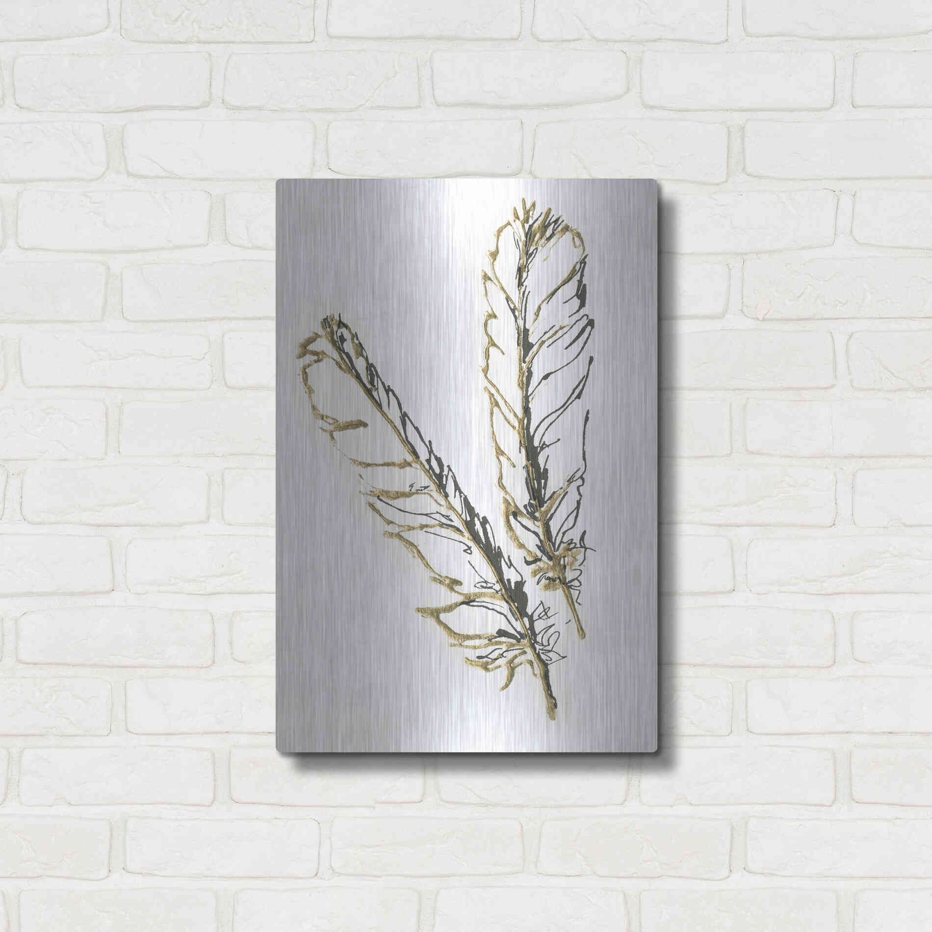 Luxe Metal Art 'Gilded Red Tailed Hawk Feather' by Chris Paschke, Metal Wall Art,16x24