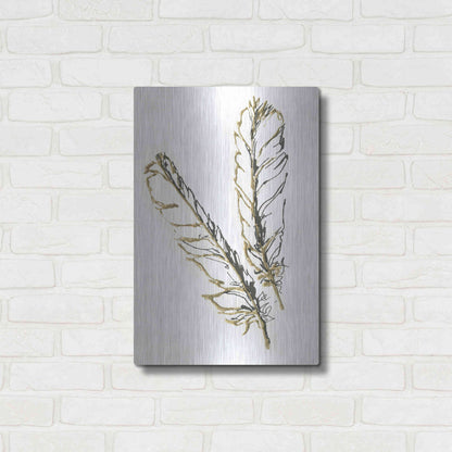 Luxe Metal Art 'Gilded Red Tailed Hawk Feather' by Chris Paschke, Metal Wall Art,16x24