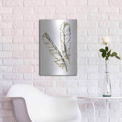Luxe Metal Art 'Gilded Red Tailed Hawk Feather' by Chris Paschke, Metal Wall Art,16x24