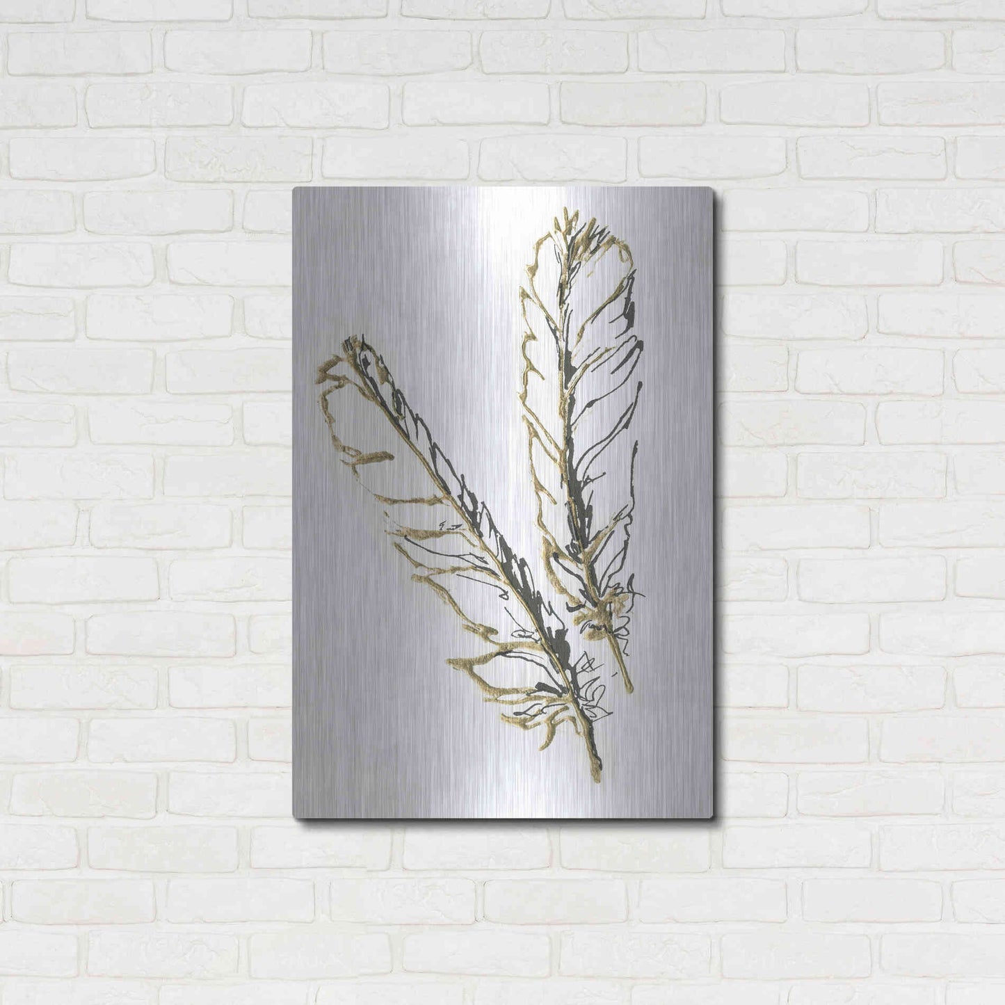 Luxe Metal Art 'Gilded Red Tailed Hawk Feather' by Chris Paschke, Metal Wall Art,24x36