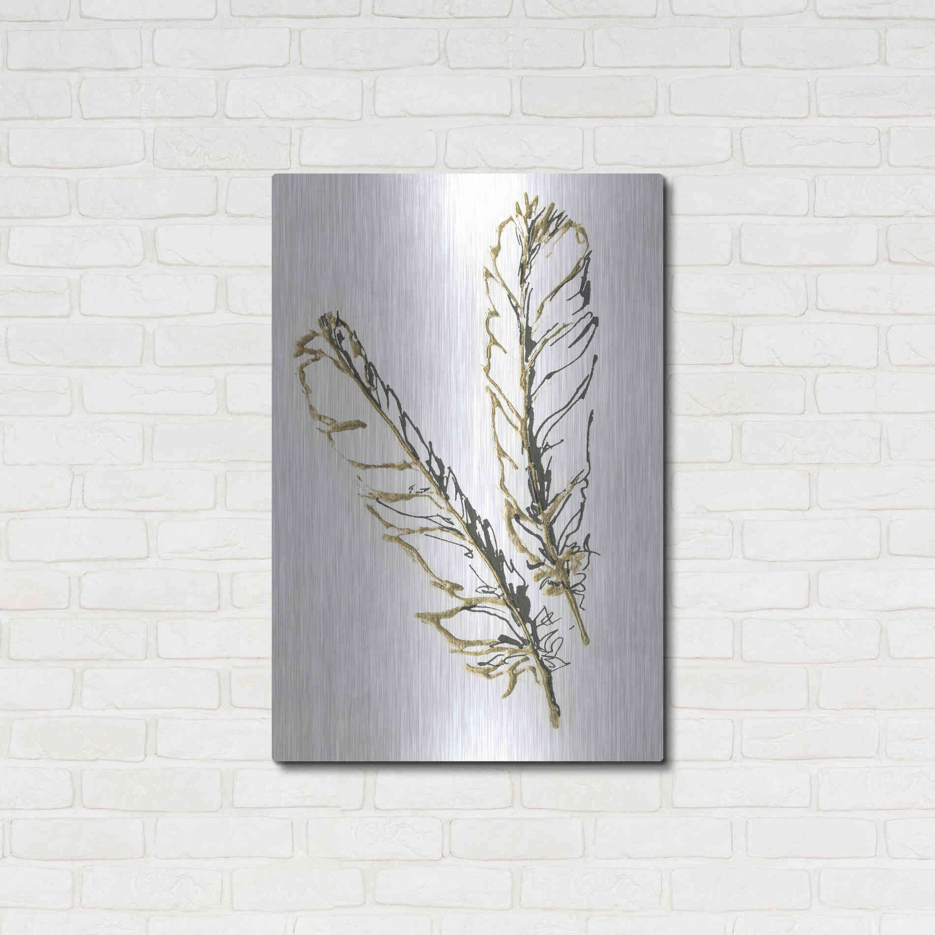 Luxe Metal Art 'Gilded Red Tailed Hawk Feather' by Chris Paschke, Metal Wall Art,24x36