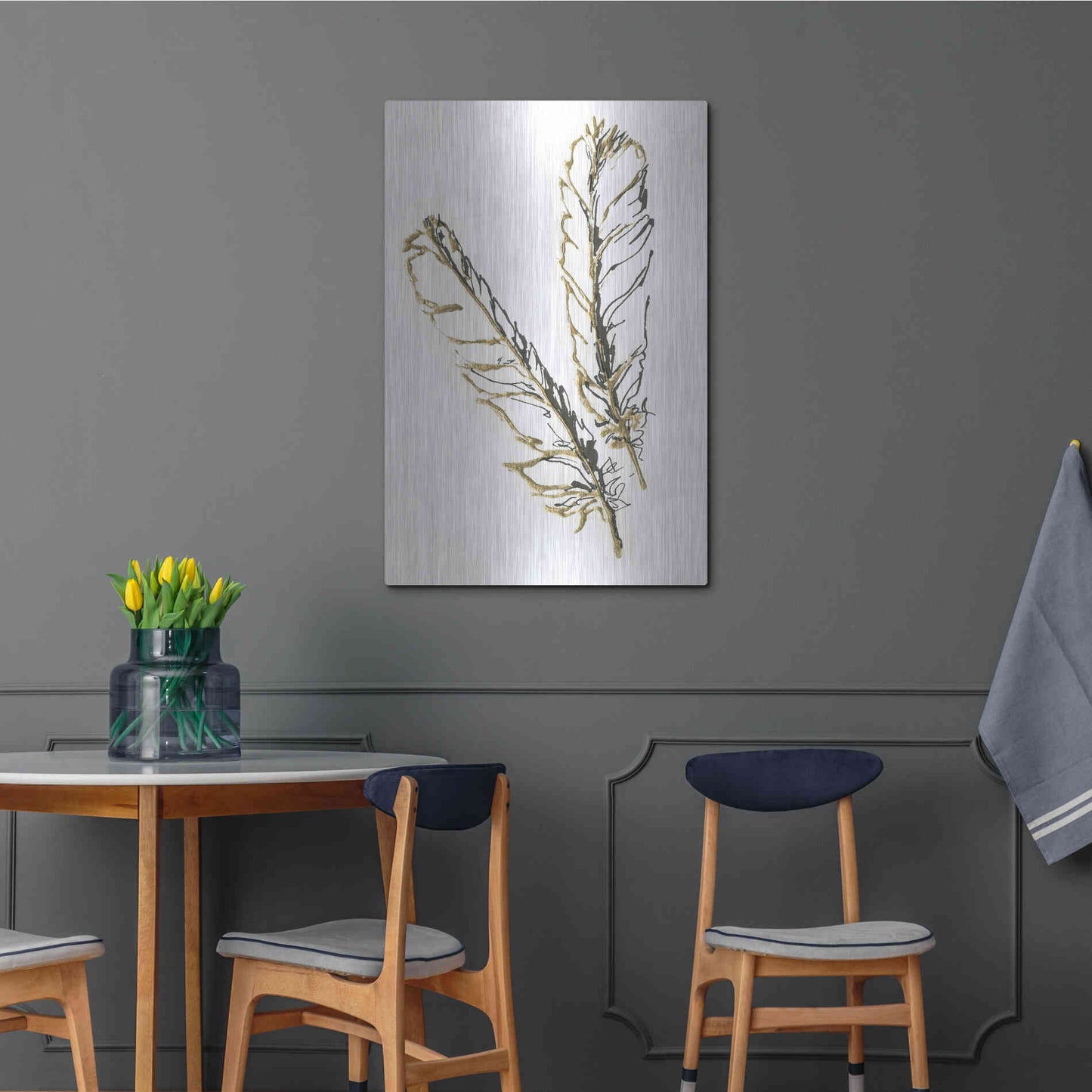 Luxe Metal Art 'Gilded Red Tailed Hawk Feather' by Chris Paschke, Metal Wall Art,24x36