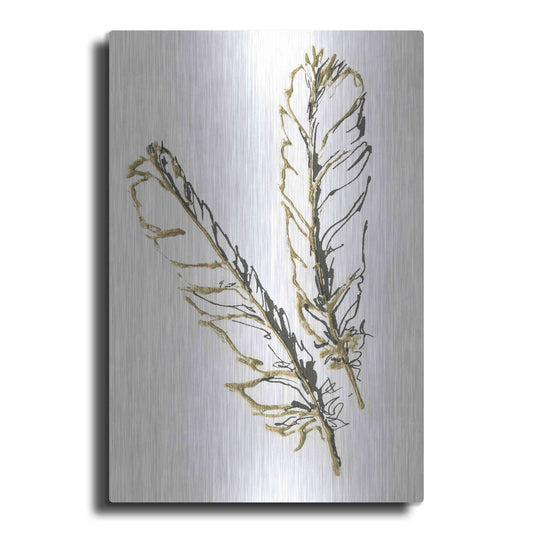 Luxe Metal Art 'Gilded Red Tailed Hawk Feather' by Chris Paschke, Metal Wall Art
