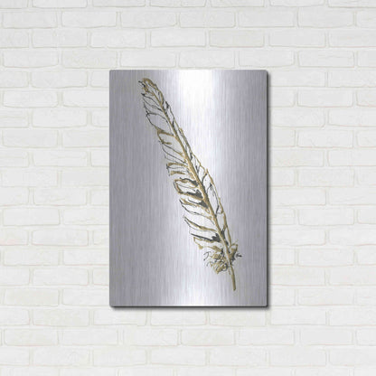Luxe Metal Art 'Gilded Swan Feather I' by Chris Paschke, Metal Wall Art,24x36