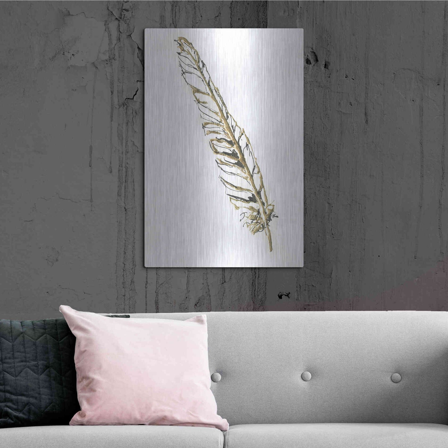 Luxe Metal Art 'Gilded Swan Feather I' by Chris Paschke, Metal Wall Art,24x36