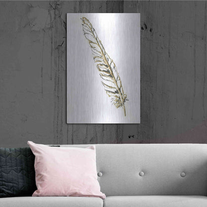 Luxe Metal Art 'Gilded Swan Feather I' by Chris Paschke, Metal Wall Art,24x36